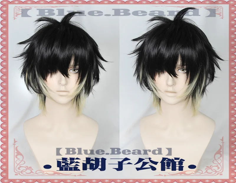 

New Anime Slow Damage TOWA Cosplay Wig Men Short Black Yellow Hair Wig