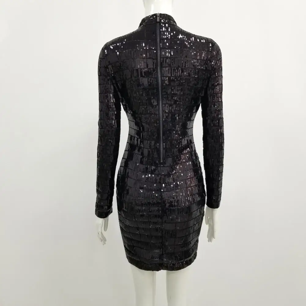 Женское модное Клубное платье Sequiend с высоким воротником соблазнительное