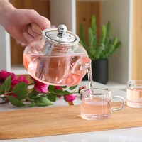 good clear borosilicate glass teapot with 304 stainless steel infuser strainer heat resistant loose leaf tea pot tool kettle set