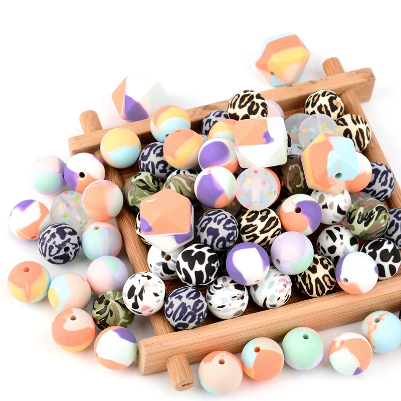 50 шт. силиконовые бусины с леопардовым принтом 12/15/19 | Мать и ребенок