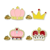 cartoon childrens crown shape metal enamel diy decoration clothing lapel pin can be customized interesting badge