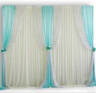 10ft X10ft белый Шторы Тиффани синий льда шелка драпировка, серебряными Drapeery фон Свадебная вечеринка Шторы украшения