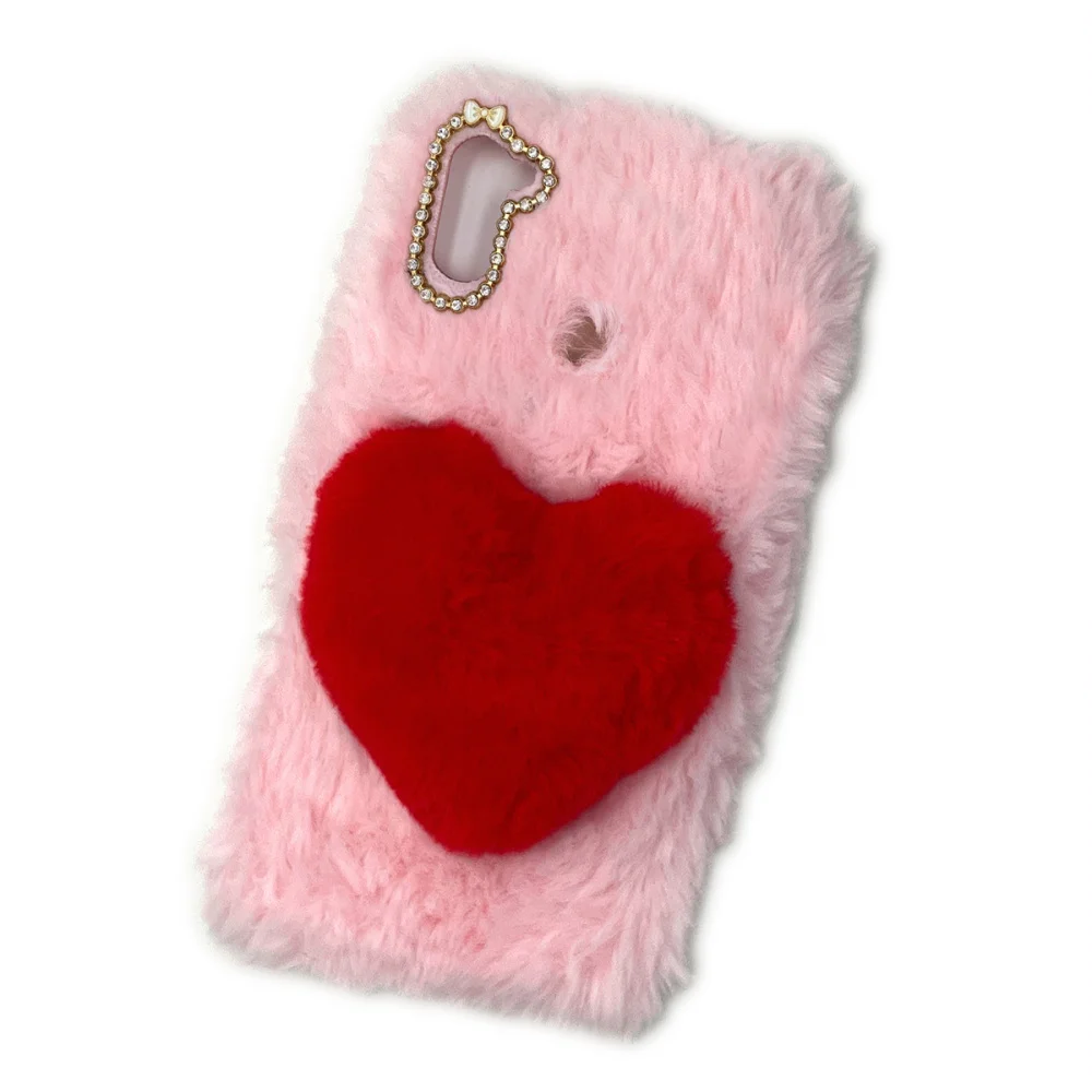 Love Shape Furry Warm Fluffy Phone Case Plush Cover Compatible with A11 | Мобильные телефоны и аксессуары