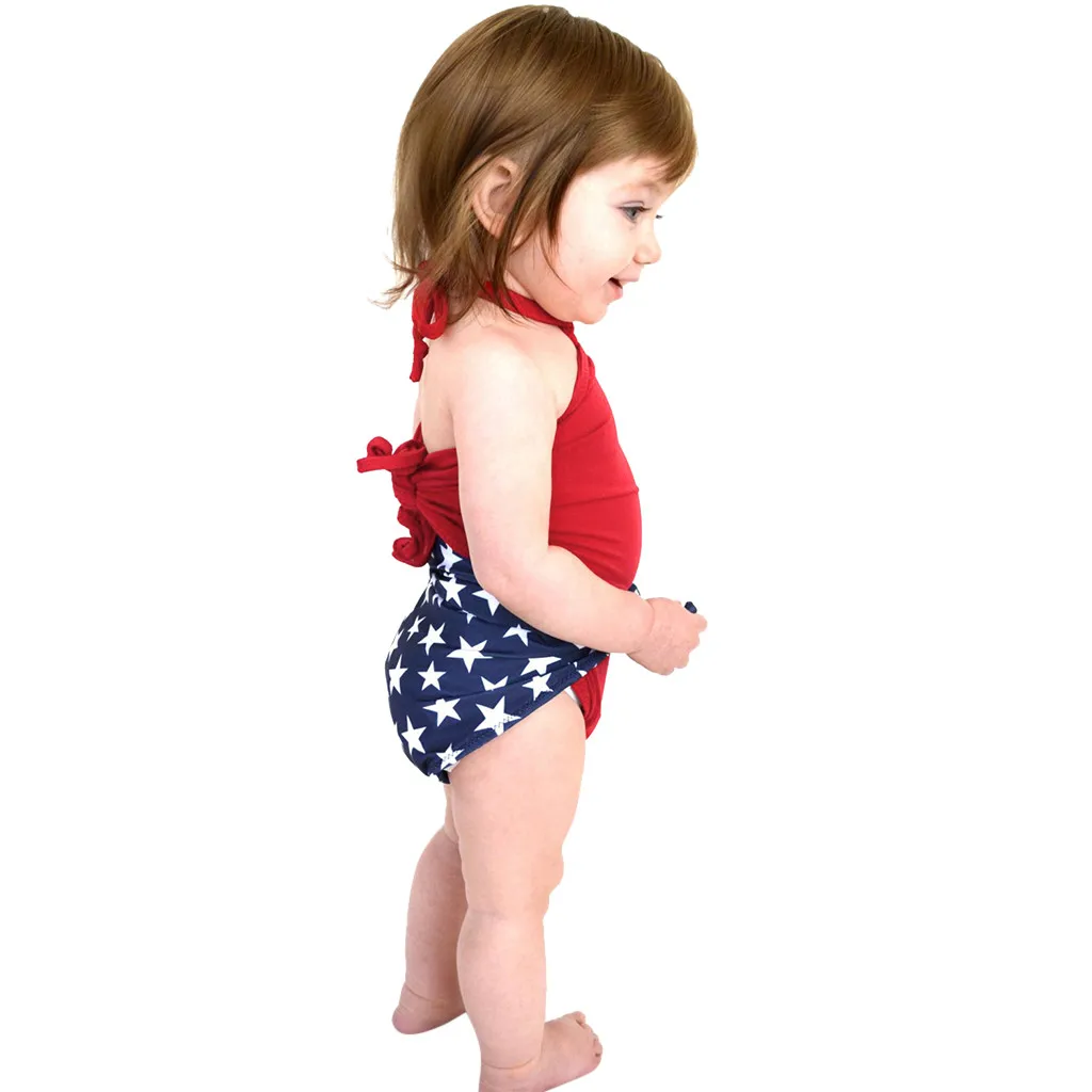 Toddler Baby Girls Bikini Suit 4th of July Star Wrap Swimsuit Bathing Swimming Costume Summer Beachwear Child Biqunis | Мать и ребенок