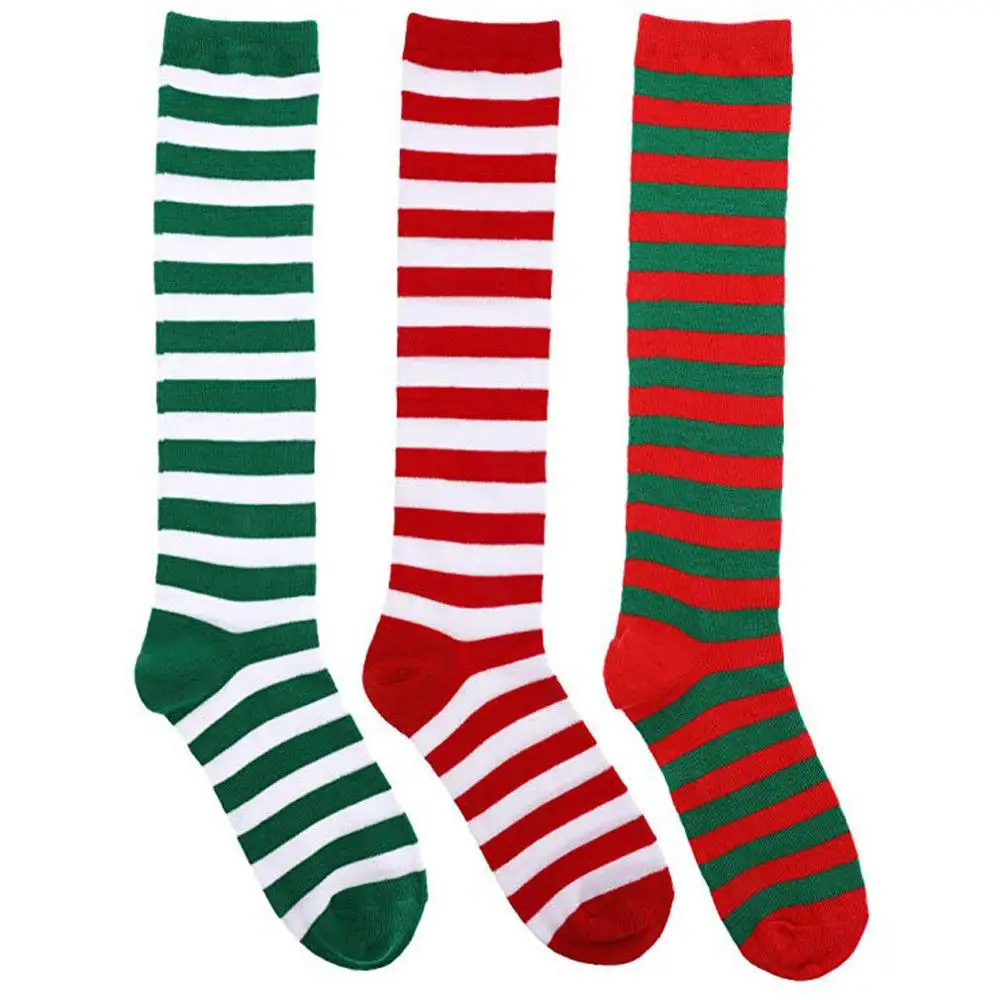 Модные полосатые длинные рождественские подарки сексуальные женские Аниме
