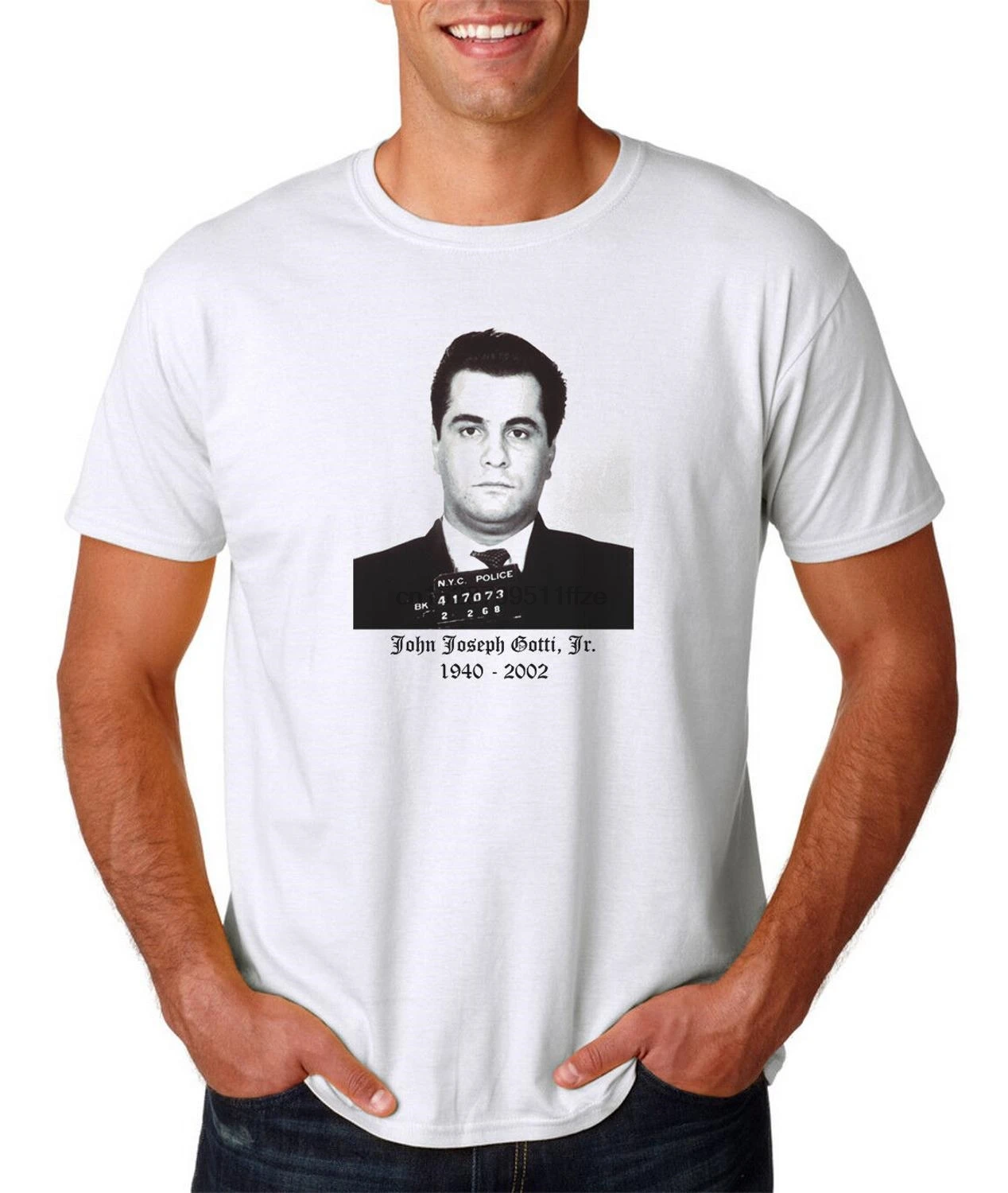 Мужская неоновая футболка с круглым вырезом и надписью John Gotti Mug Shot |