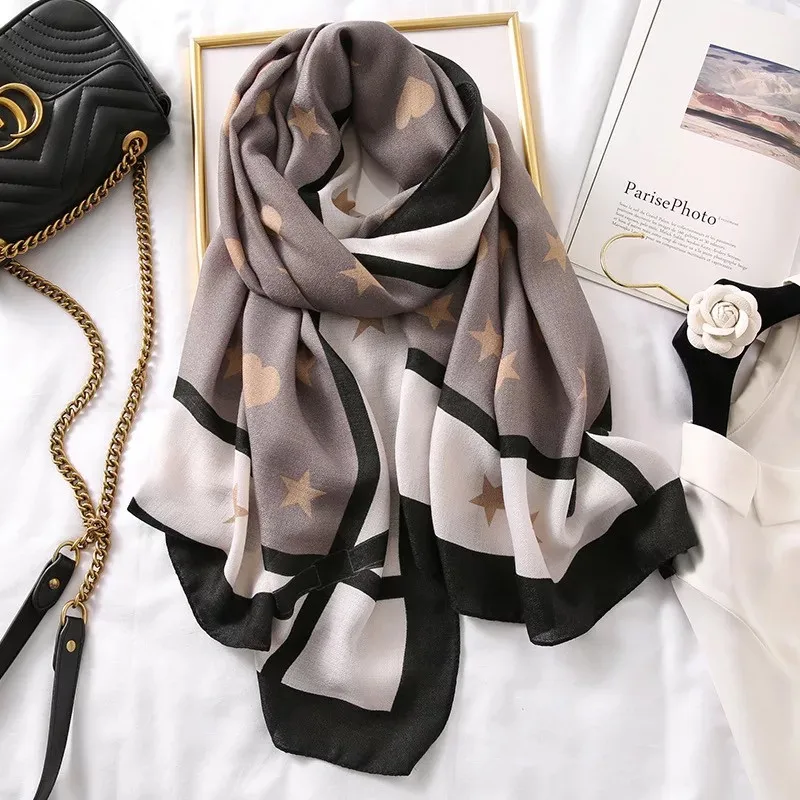 New style Chinese Classic silk autumn and winter lady fashion beach Colour matching foulard shawl women print cotton scarf