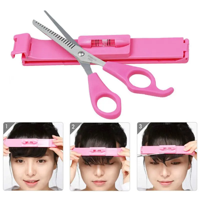 

Women Girls Professional Hair Cutting Leveler Bangs Clipper Guide Tools Set Home DIY Hairdressing Scissor Ruler Styling Kit