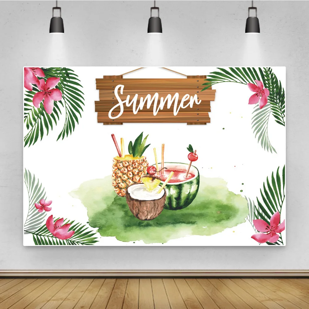 

Summer Holiday Background Fruit Pineapple Happy Birthday Backdrop Photography Props Custom