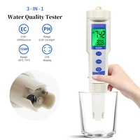 digital pen type waterproof with atc for aquariums water quality tester 3 in 1 temperature ec ph meter