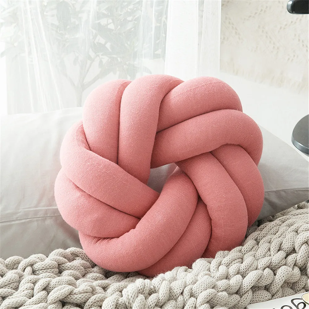 

Warm Nordic Style Pillow Cushion Velvet Ball Knot Pillow Solid Color Baby Calm Sleep Dolls Stuffed Kid Adult Bedroom Decoration