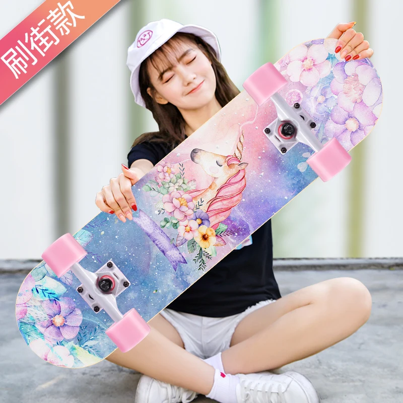 

Kids Skateboards Longboard Skateboard Wood Complete Beginner Skateboard Street Brushing Shape Maple Kaykay Outdoor Sports BI50SB