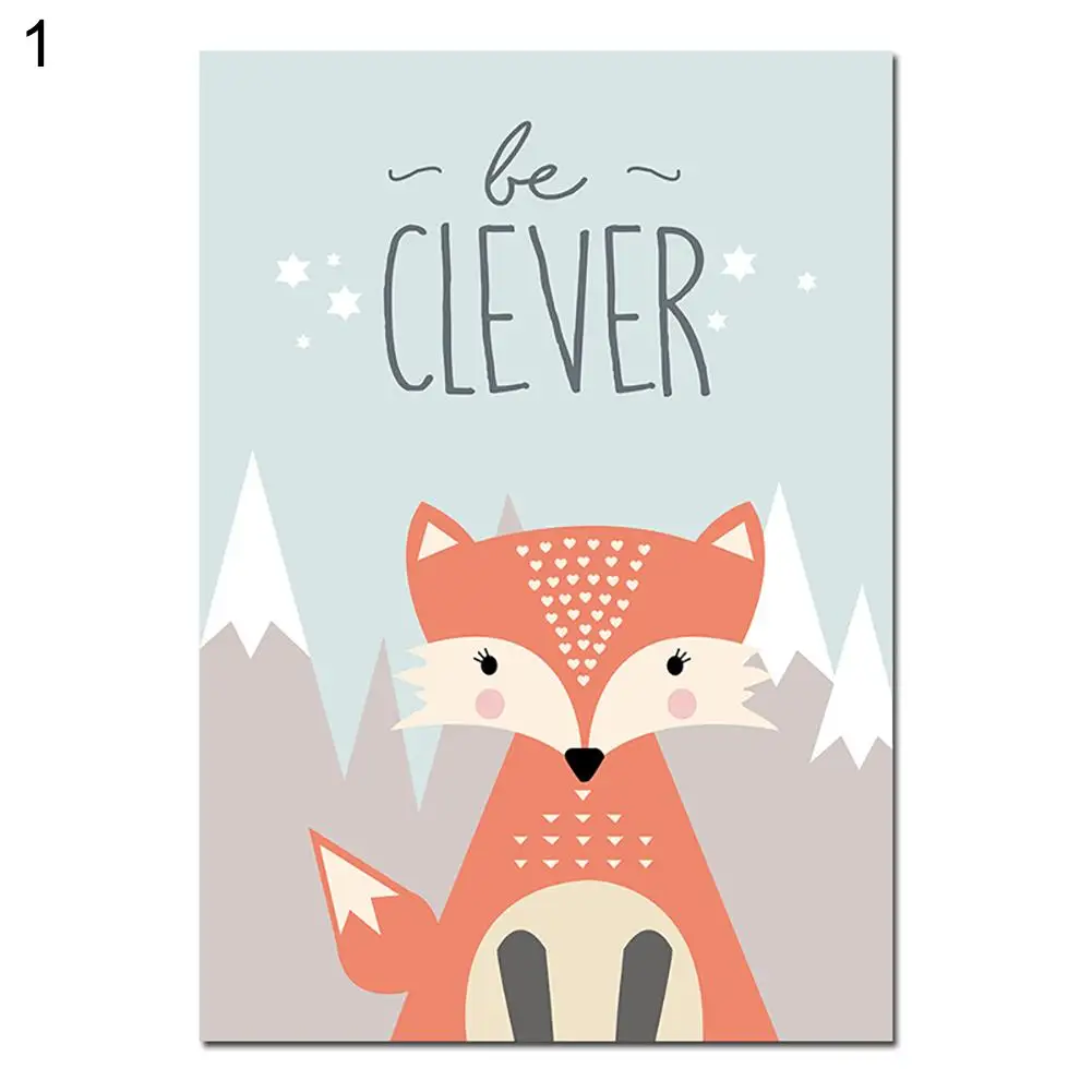 

Cartoon Fox Owl Deer Nordic Frameless Canvas Painting Wall Picture Home Decor Nordic Style, Frameless, Wall Art Decor Painting !