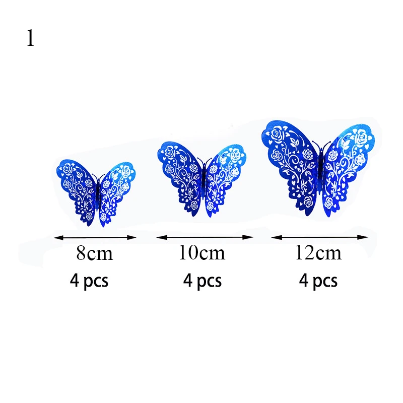 

12Pc Beautiful Rose Gold Silver 3D Hollow Butterfly Wall Sticker For Wedding Birthday Party Home Kids Room Decoration Wall Decal