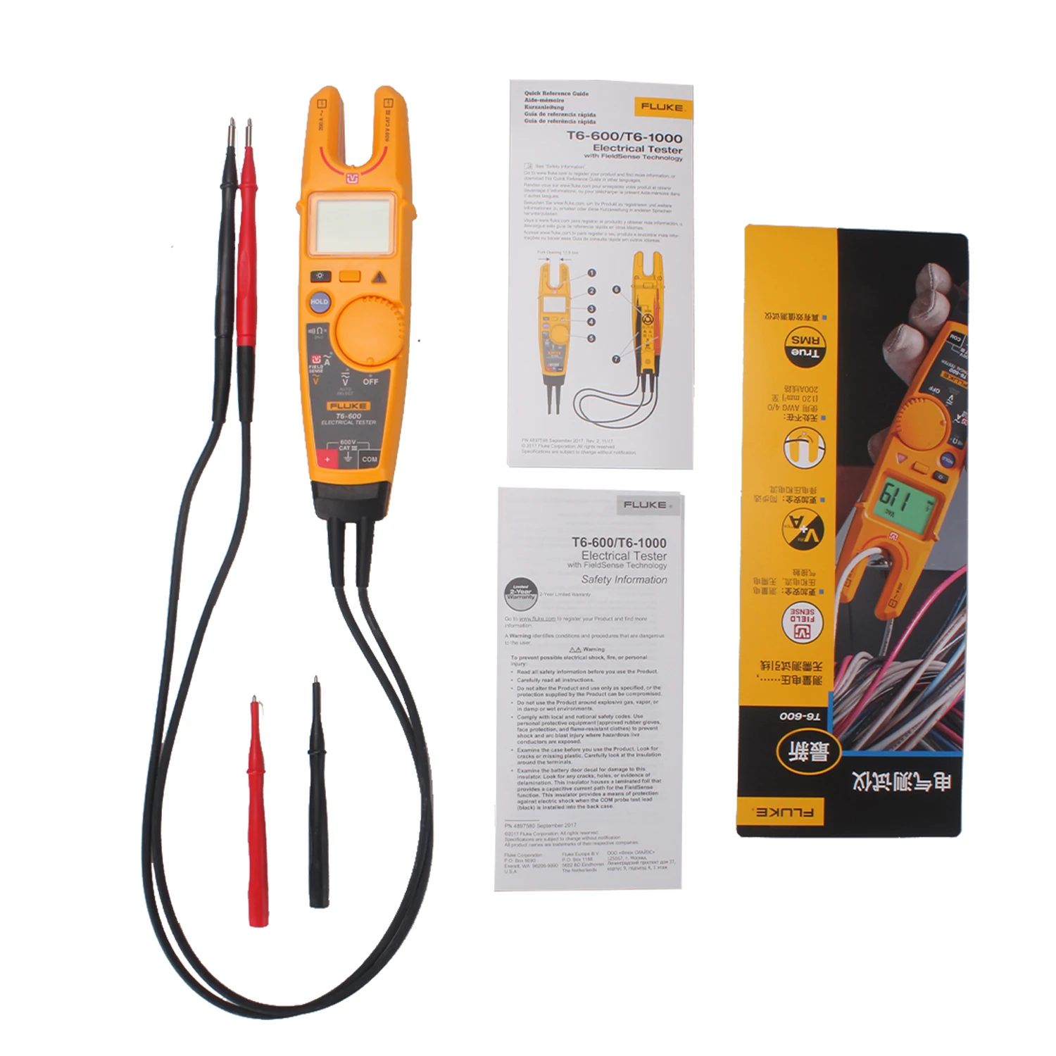 FLUKE T6 600 клещи Электрический тестер Цифровой мультиметр зажим Амперметр 2000Ω