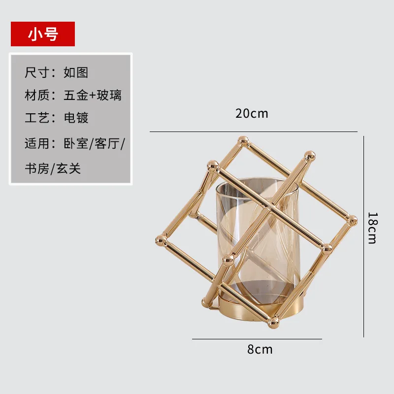 

Modern Luxury Metal Glass Vase Decoration Home American Style Modern Luxury Big Vase Living Room Table Decoration Household Gift