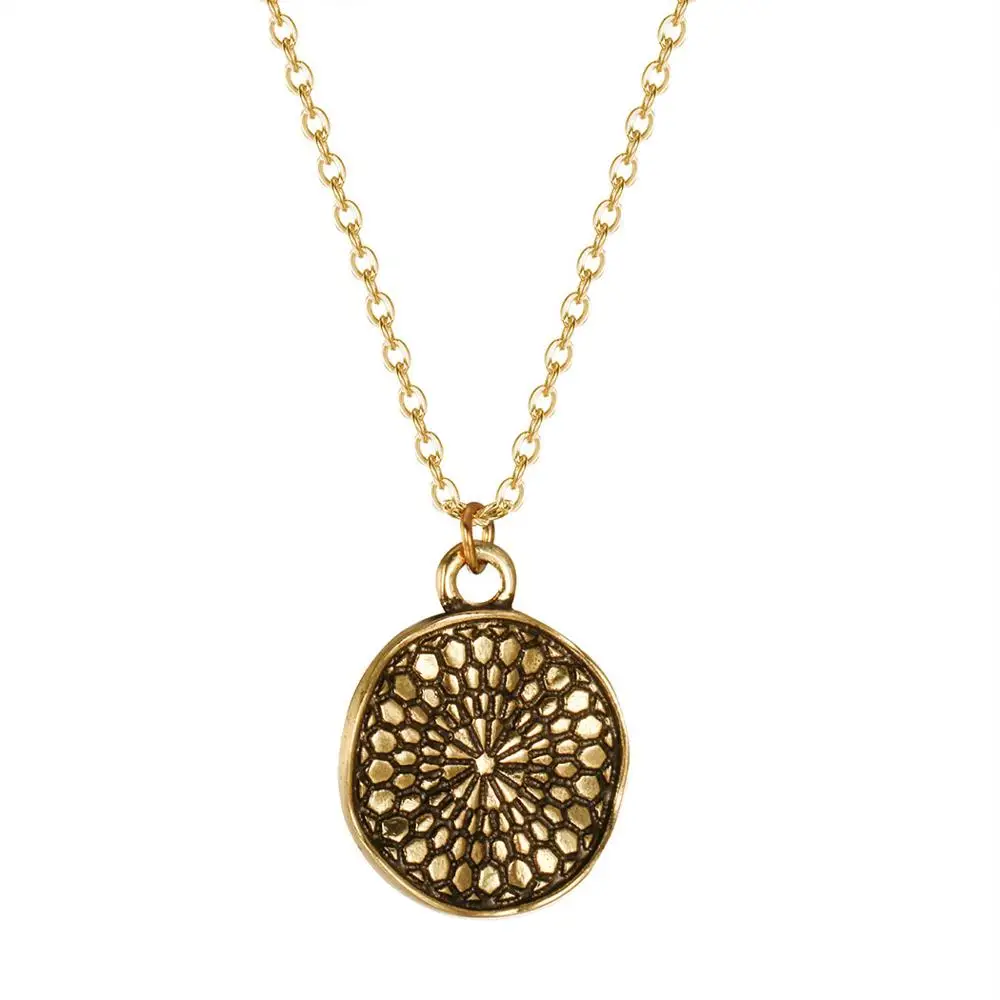 QIAMNI Bohemian Vintage Wavy Disc Necklace for Women Men Ethnic Old Design Round Circle Clavicle Chains Necklaces Jewelry Gift | Украшения