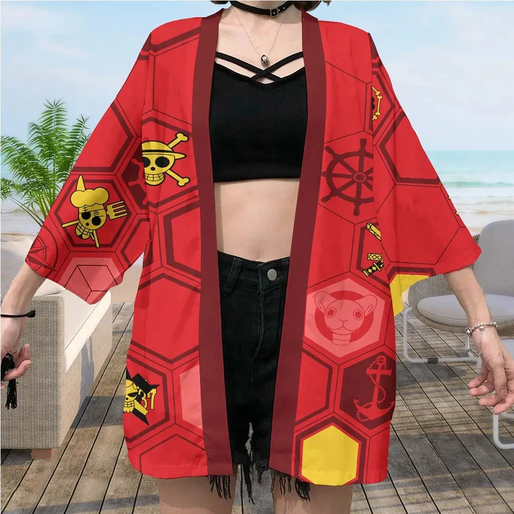 

Anime ONE PIECE Cospaly Kimono Cardigan Robe Costume Going Merry Logo Print Casual Coat Jacket Suit