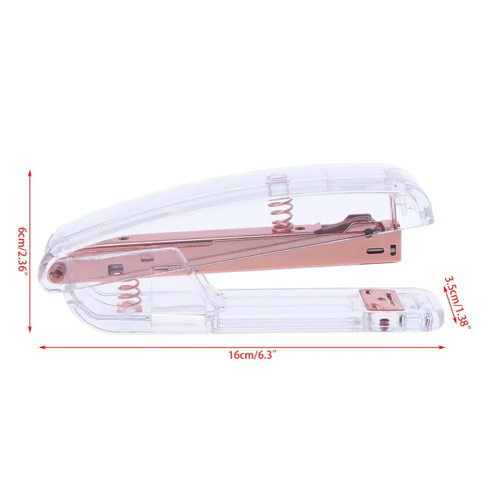 

Fashion Rose Gold Stapler Acrylic Metal 24/6 26/6 Practical Manual Staplers Tool