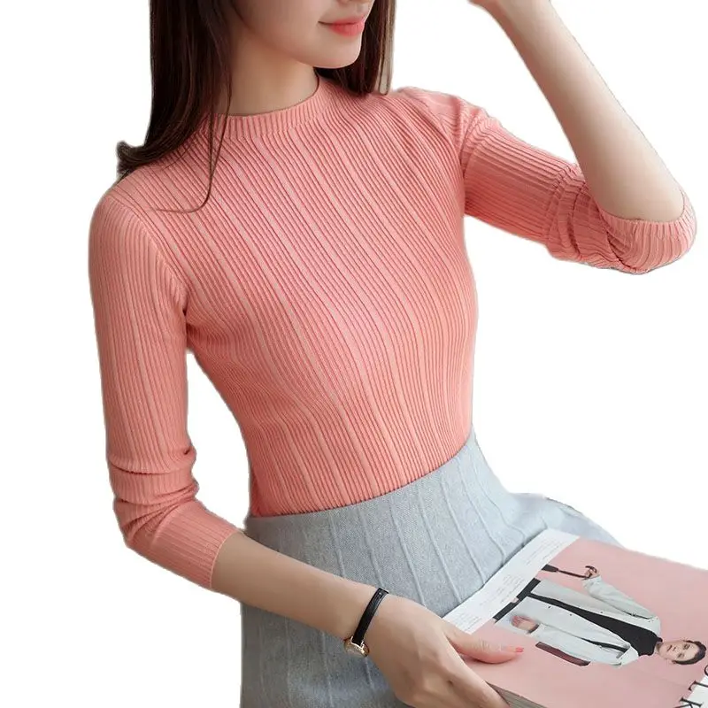 2021 Бесплатная доставка Женская эластичная трикотажная нижняя рубашка с высоким