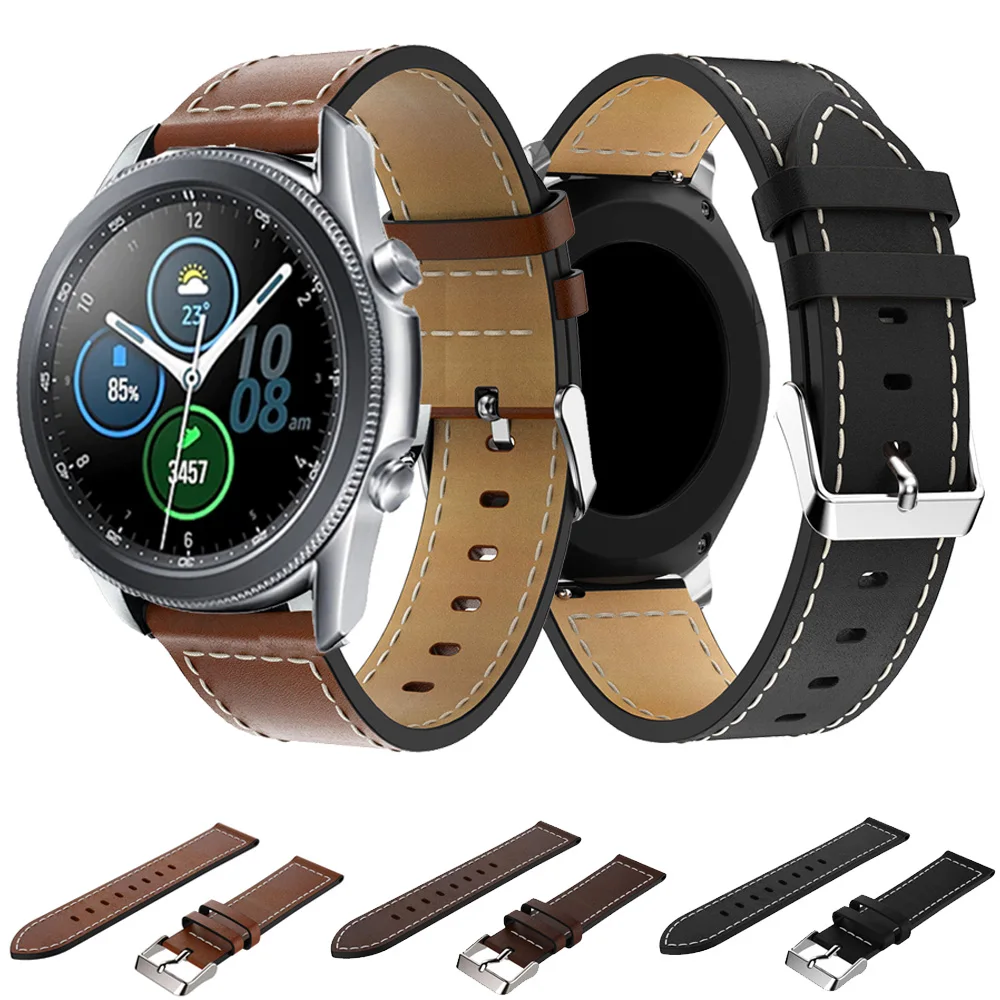 

Leather Watchband For Samsung galaxy watch 3 45mm Strap Band 22mm Bracelet galaxy watch 46mm Wristband for Amazfit GTR 47MM