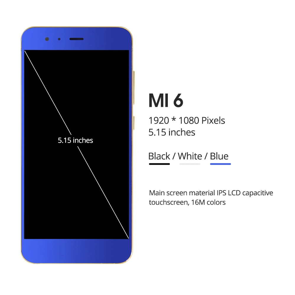 5 15 &quotновый дисплей Mi6 для XIAOMI ЖК-дисплей сенсорный экран с передним креплением
