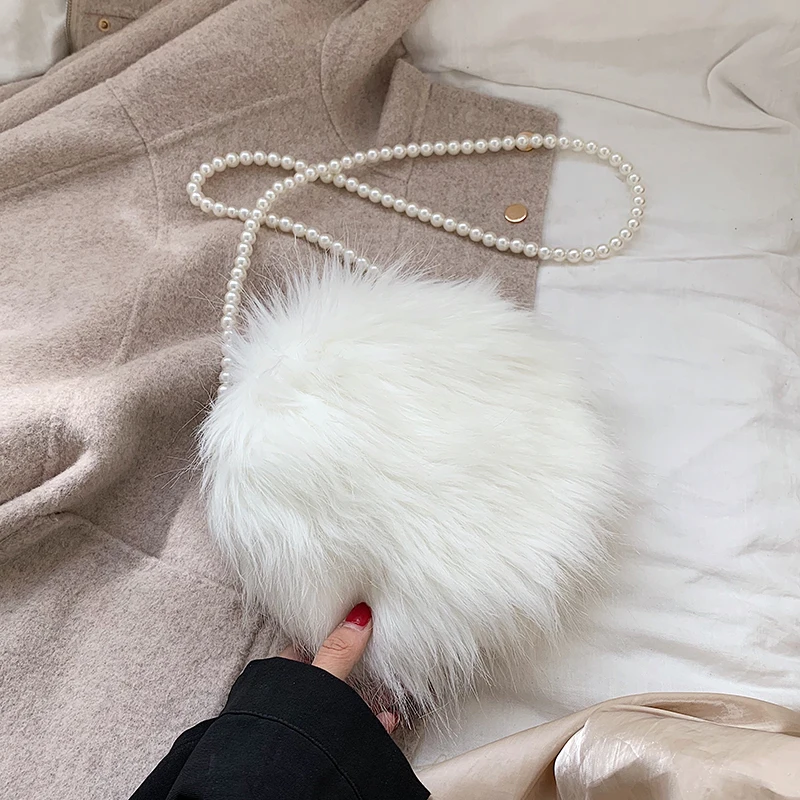 Дамская модная маленькая круглая сумка жемчужный дизайн из искусственного меха