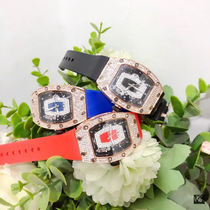 

Brand Top Quality Richard New Women Watch Auto Date Limitde Edition Quartz Watches Diamonds Silicone Strap Relogio Masculino