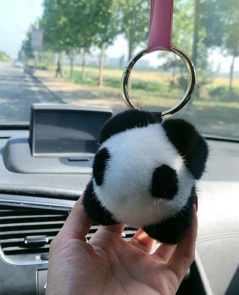 Новинка модный брелок с милой пандой мягкие брелки шариком из натурального меха