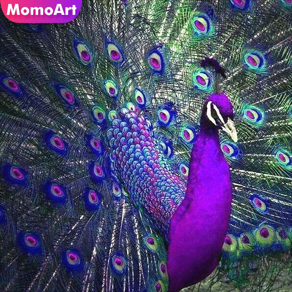 

MomoArt Diamond Painting Animal Picture Of Rhinestone Peacock Diamond Mosaic Full Drill Square Embroidery 5D DIY Handmade Hobby