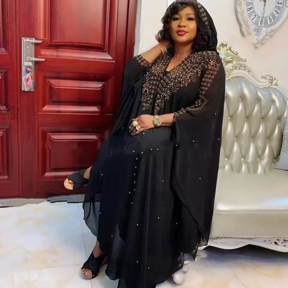 Новинка 2021 г. платье Дашики с длинными рукавами и бриллиантами в африканском