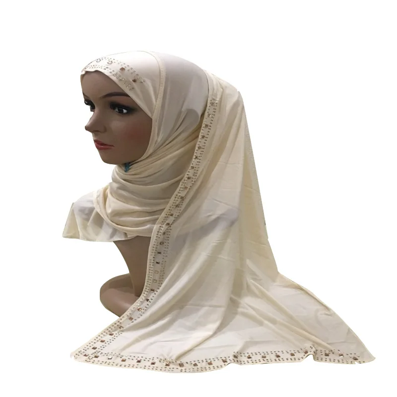 

Hot Sale Ice Silk Hot Drill Scarf Baotou Hat Arab Scarf Hat Malay Shawl