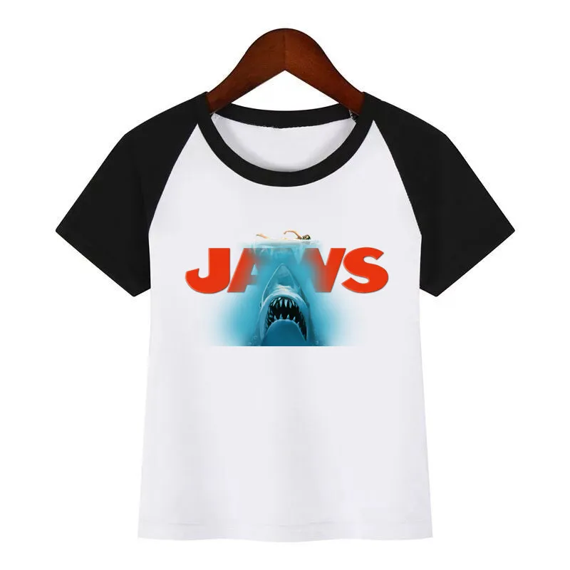 Детская летняя футболка с принтом челюсти постер фильмов в стиле винтаж футболки