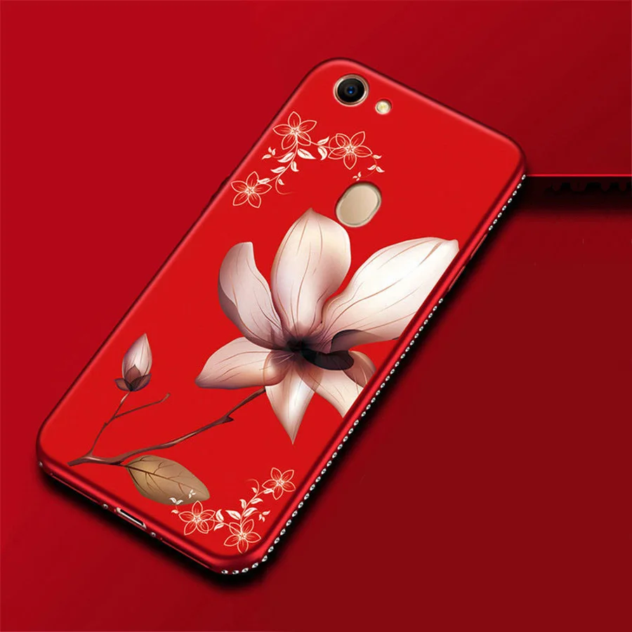3D цветок Стразы чехол для OPPO A59 F1 S A77 F3 A73 F5 R11S Lite Мягкая силиконовая задняя