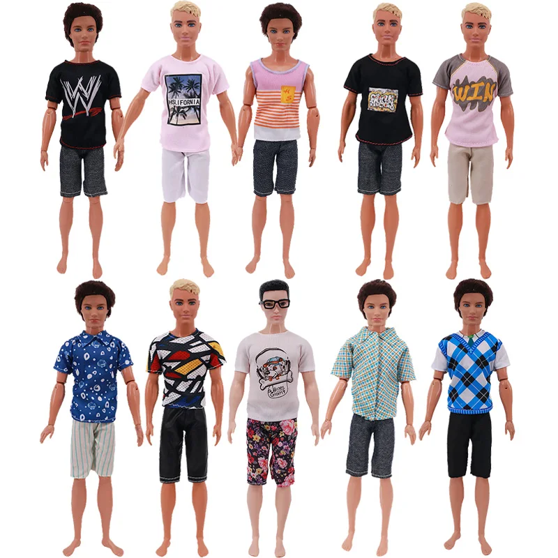 Кукольный спортивный костюм для Барби шорты с коротким рукавом принтом Кена
