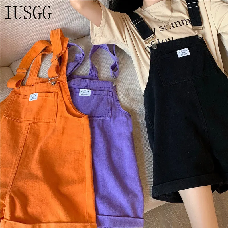 Женский короткий джинсовый комбинезон хлопковый ярких цветов облегающий