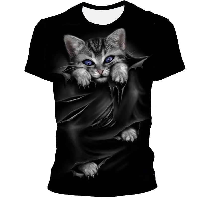 

Summer Short-sleeved O-neck Cheap Tee Casual Clothes Tops For Boys And Girls T-shirts Fashion And Fun 3d Cat Print Casual Haraju