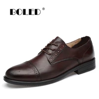 italian design natural leather men oxfords brogue office business men shoes flats formal wedding dress shoes men