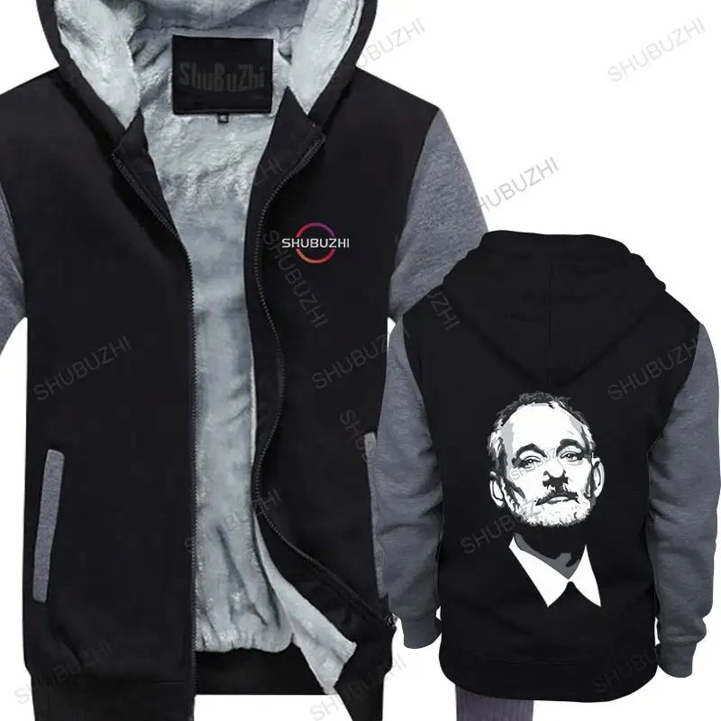 

men's winter hooded jacket black New Bill Murray Tribute thick hoodies Cotton Groundhog Day What About Bob Stripes men's top