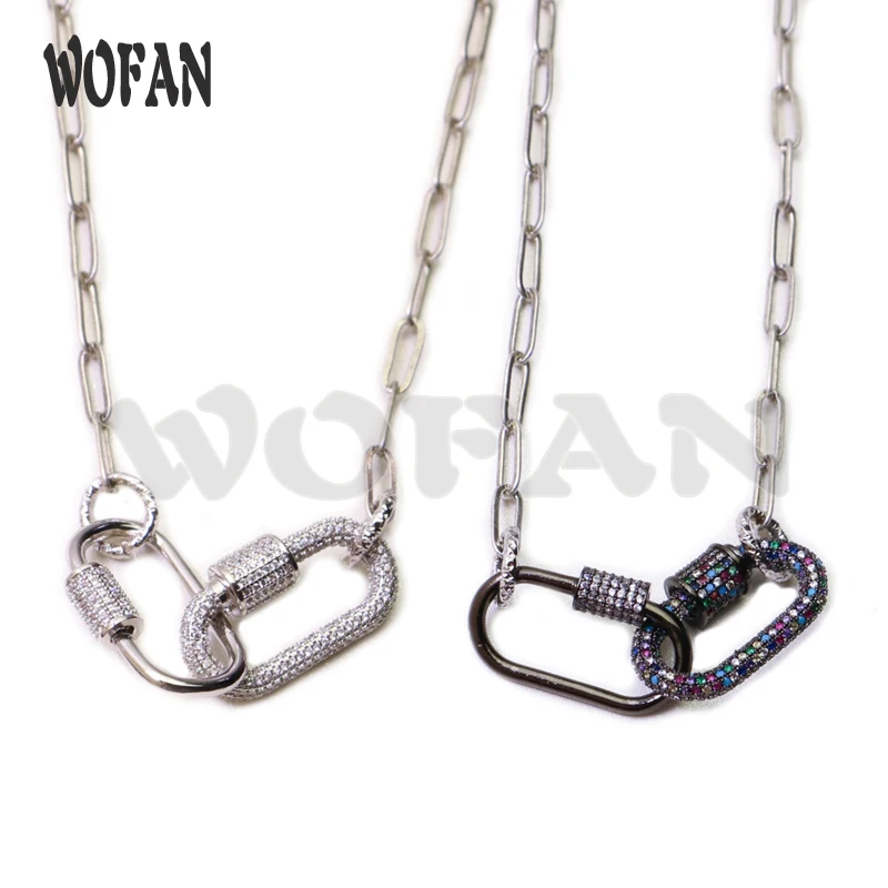 

Double clasp necklace Zirconia Pendant necklace for women zircon jewely Retro chain necklace crystal necklace 50915
