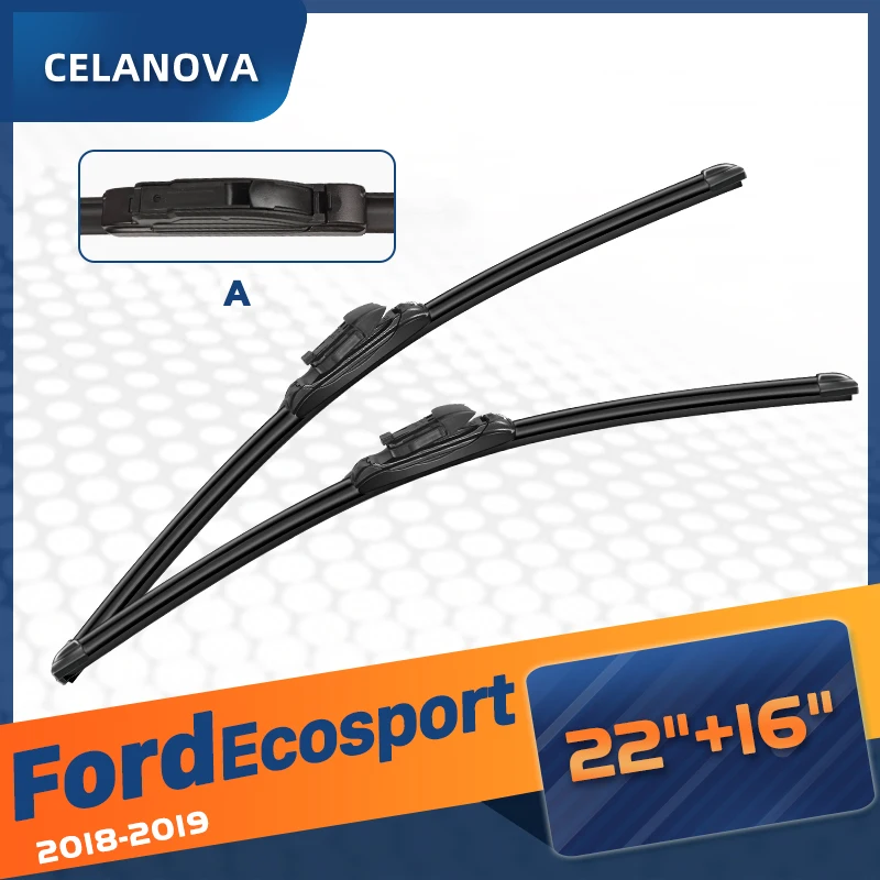 

CELANOVA Windshield Wiper Blade For Ford Ecosport 2018-2019 22"+16" Frameless Windscreen Rubber Wipers