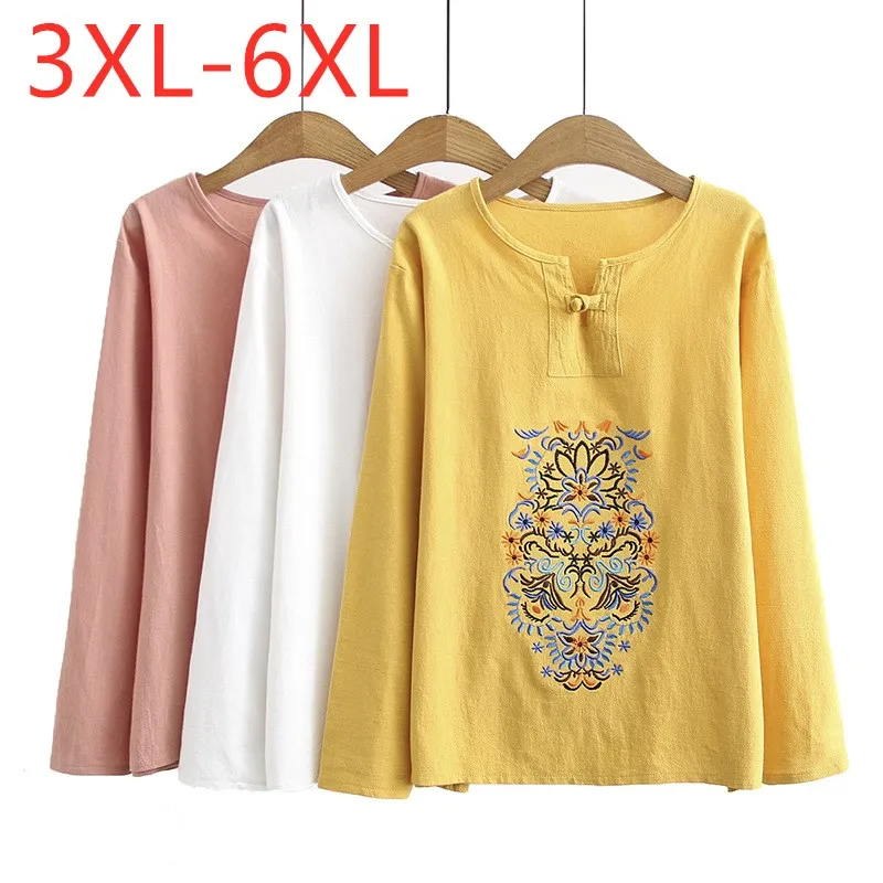 Женский топ большого размера плюс свободный хлопковый с длинными рукавами и