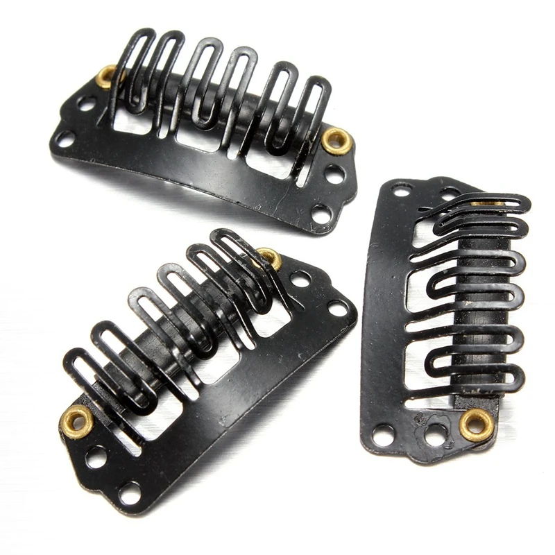 

40pcs U-shaped clamp For Hair Extensions Wig Clips DIY Comb Black Frame