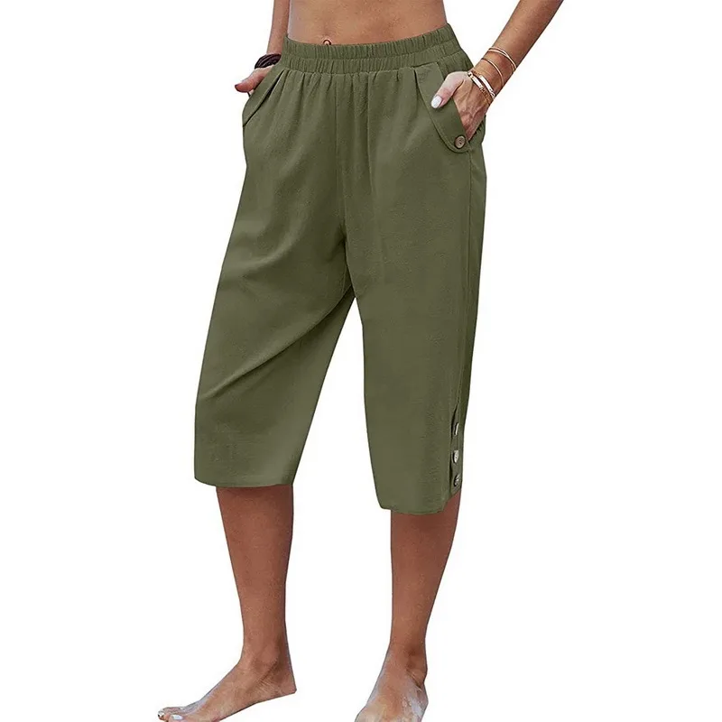 

Oeak Pants Summer 2021 New Loose Harlem Shorts Fashion Pencil Jogger Solid Elastic High Waist Casual Women Trousers