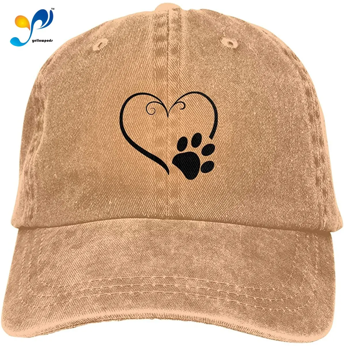 

Cat Dog Paw Prints Heart Unisex Soft Casquette Cap Fashion Hat Vintage Adjustable Baseball Caps