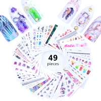 49pcs multi designs nail art stickers nail art water transfer sticker with maple ice cream patterns manicure tips slider decals