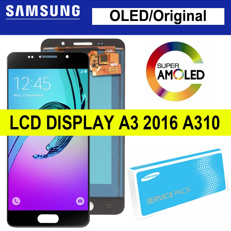 ЖК-дисплей AMOLED 4 7 'для SAMSUNG Galaxy A3/A310/A310F/A3100 с сенсорным экраном и дигитайзером в
