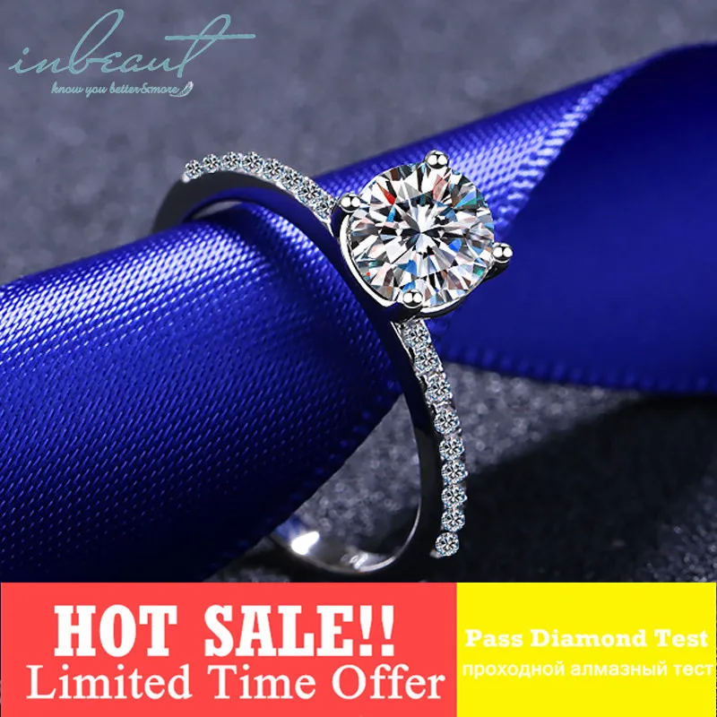 Inbeaut 925 Серебряное кольцо с превосходным разрезом очень Сверкающее 1ct 10 сердце и