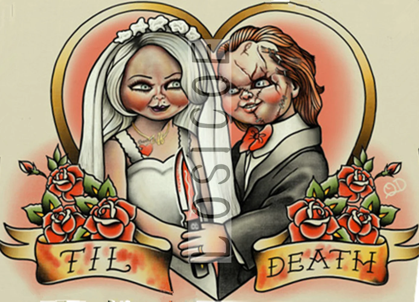 Настенная картина TIL DEATH с татуировкой | Дом и сад