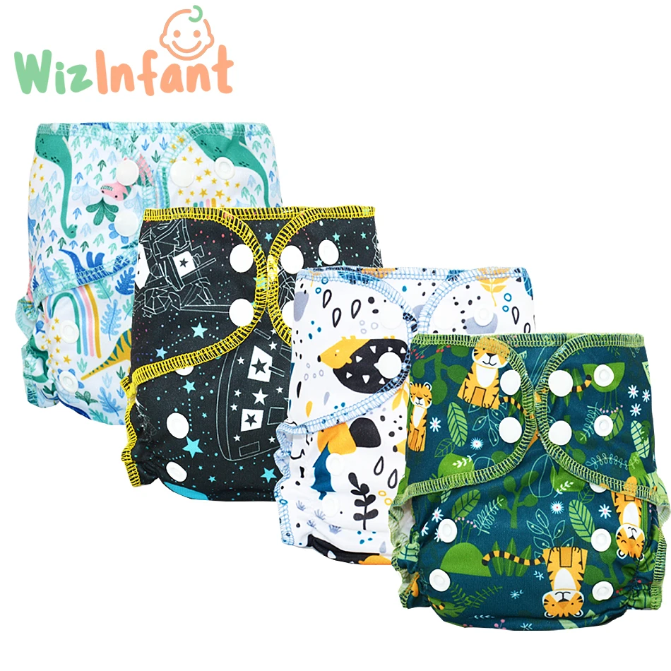 

WizInfant Newborn Organic Cotton Colrful Binding Baby Diapers Tiny AIO Cloth Diaper,Waterproof PUL Fit 3-6KG Baby